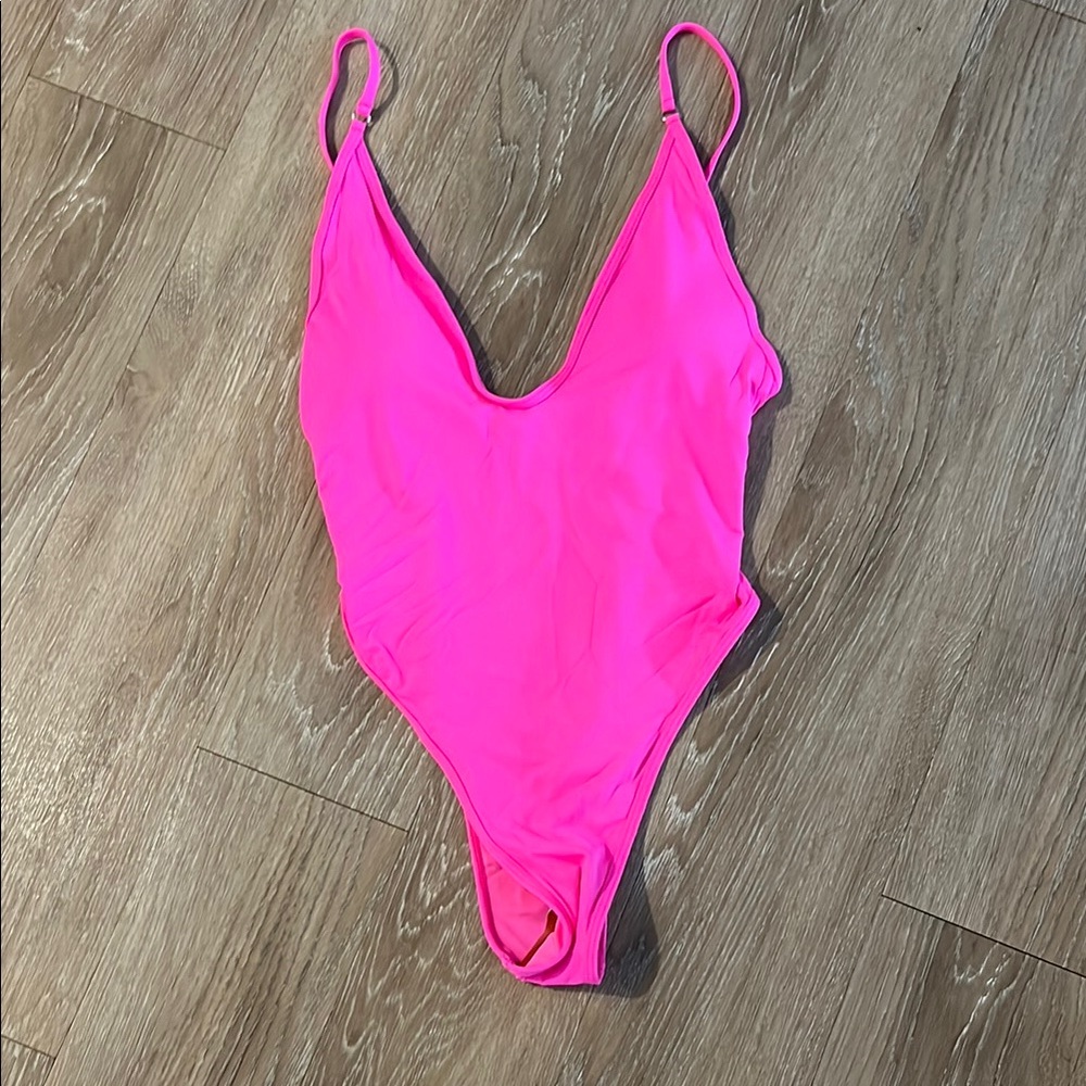 Vibrant Pink One-Piece Swimsuit high ur